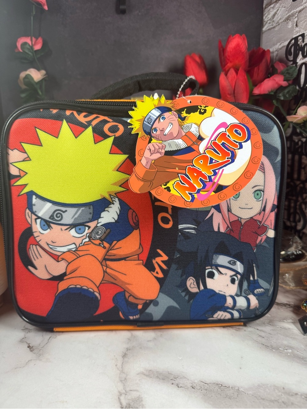 Naruto Kids Lunch Bag — Orange and Black Character Print